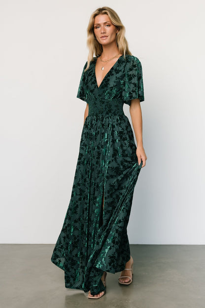 Veronica Velvet Maxi Dress | Green - Baltic Born