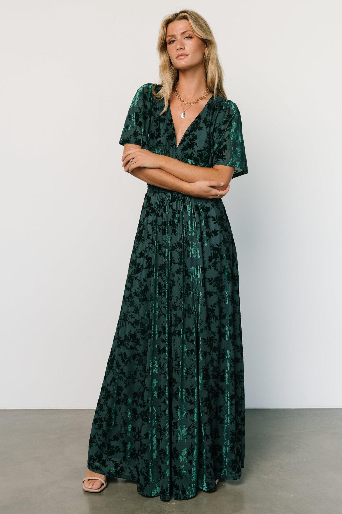 Black Velour Long Sleeve Button Up Maxi Dress by Gloria Vanderbilt main image 1
