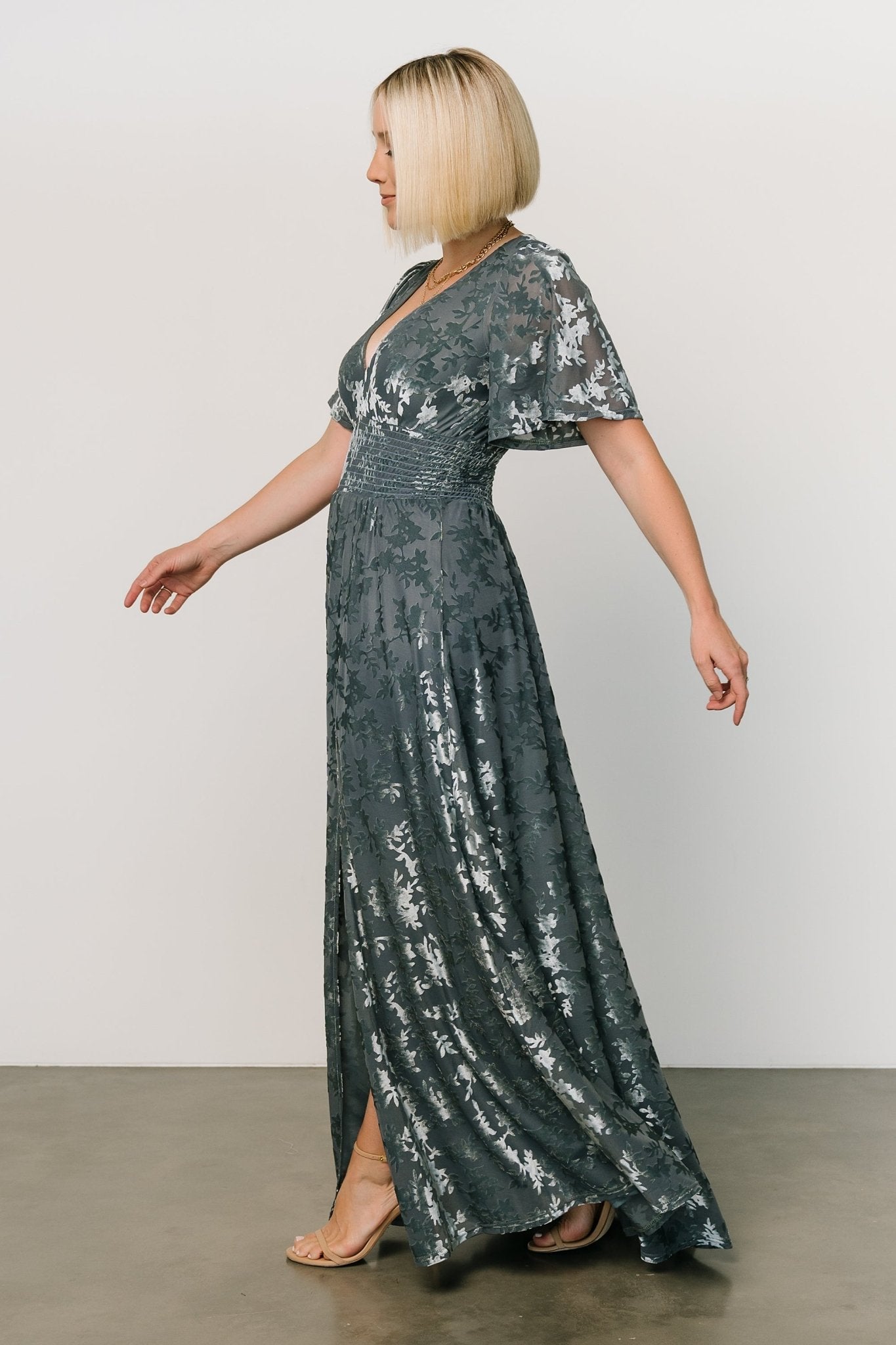 Veronica Velvet Maxi Dress | Slate Blue - Baltic Born