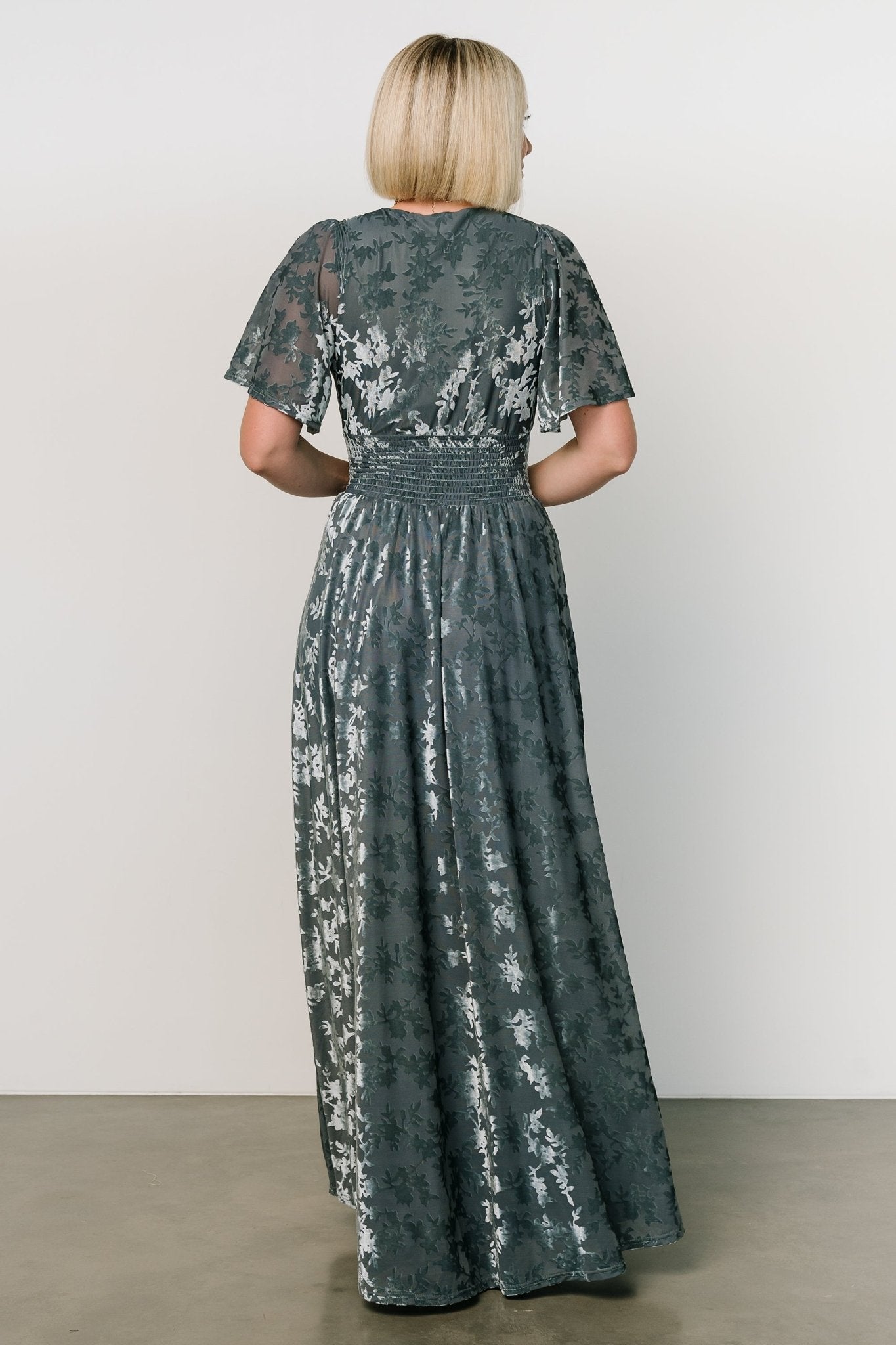 Veronica Velvet Maxi Dress | Slate Blue - Baltic Born