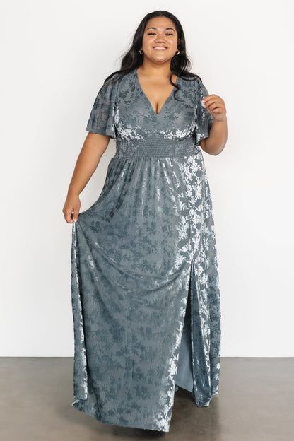 Veronica Velvet Maxi Dress | Slate Blue - Baltic Born