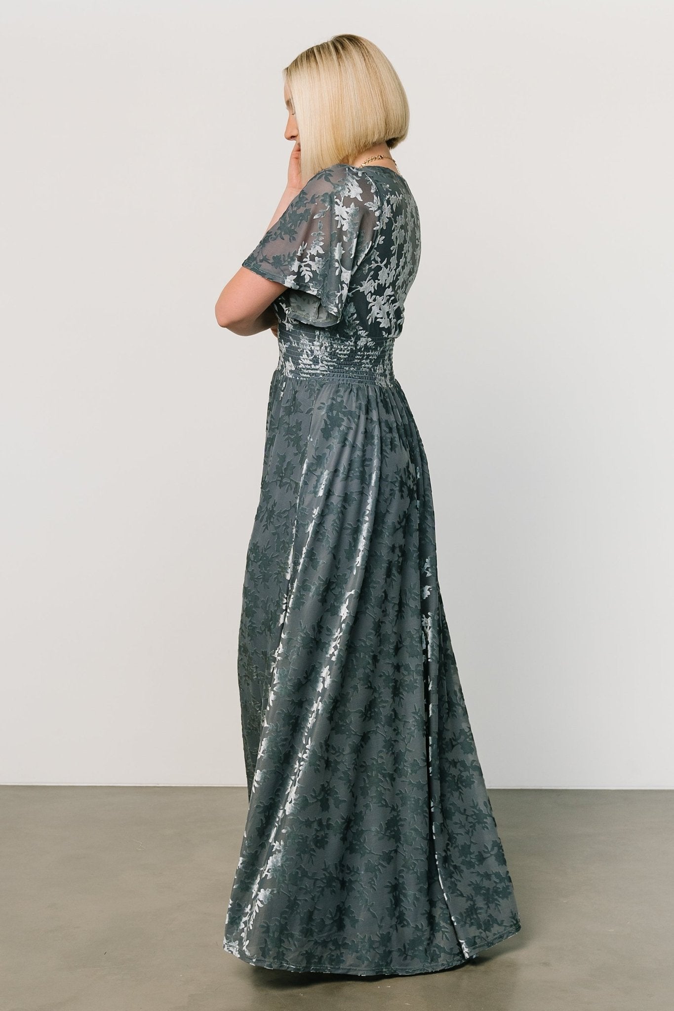 Veronica Velvet Maxi Dress | Slate Blue - Baltic Born