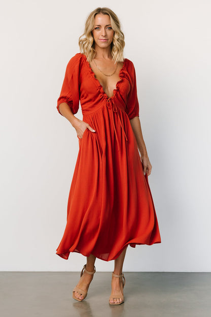 Vicki Midi Dress | Rust - Baltic Born