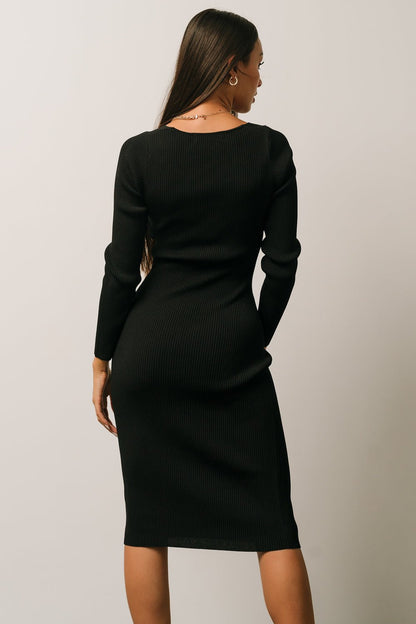 Waldorf Ribbed Midi Dress | Black - Baltic Born