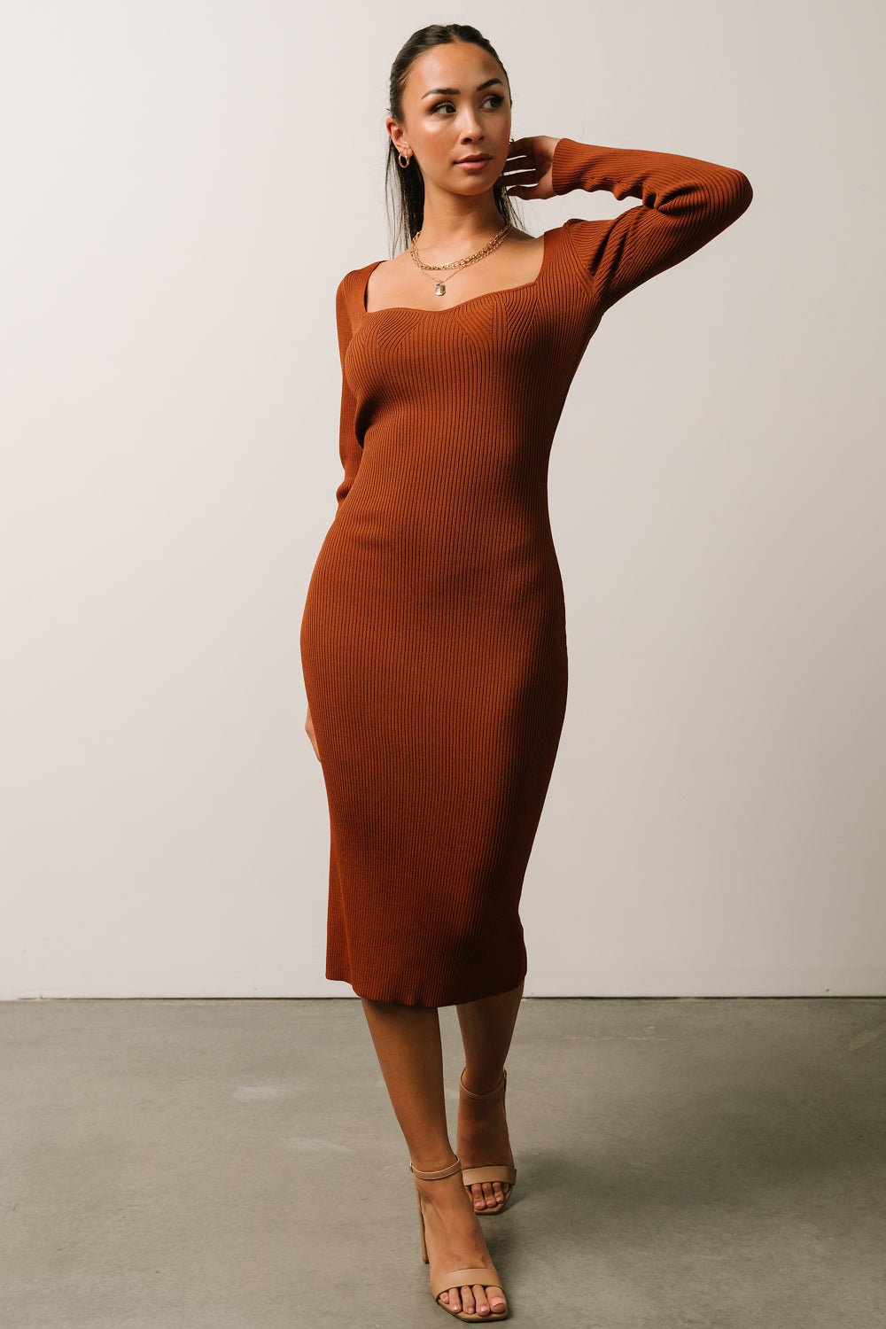 Waldorf Ribbed Midi Dress | Chestnut - Baltic Born