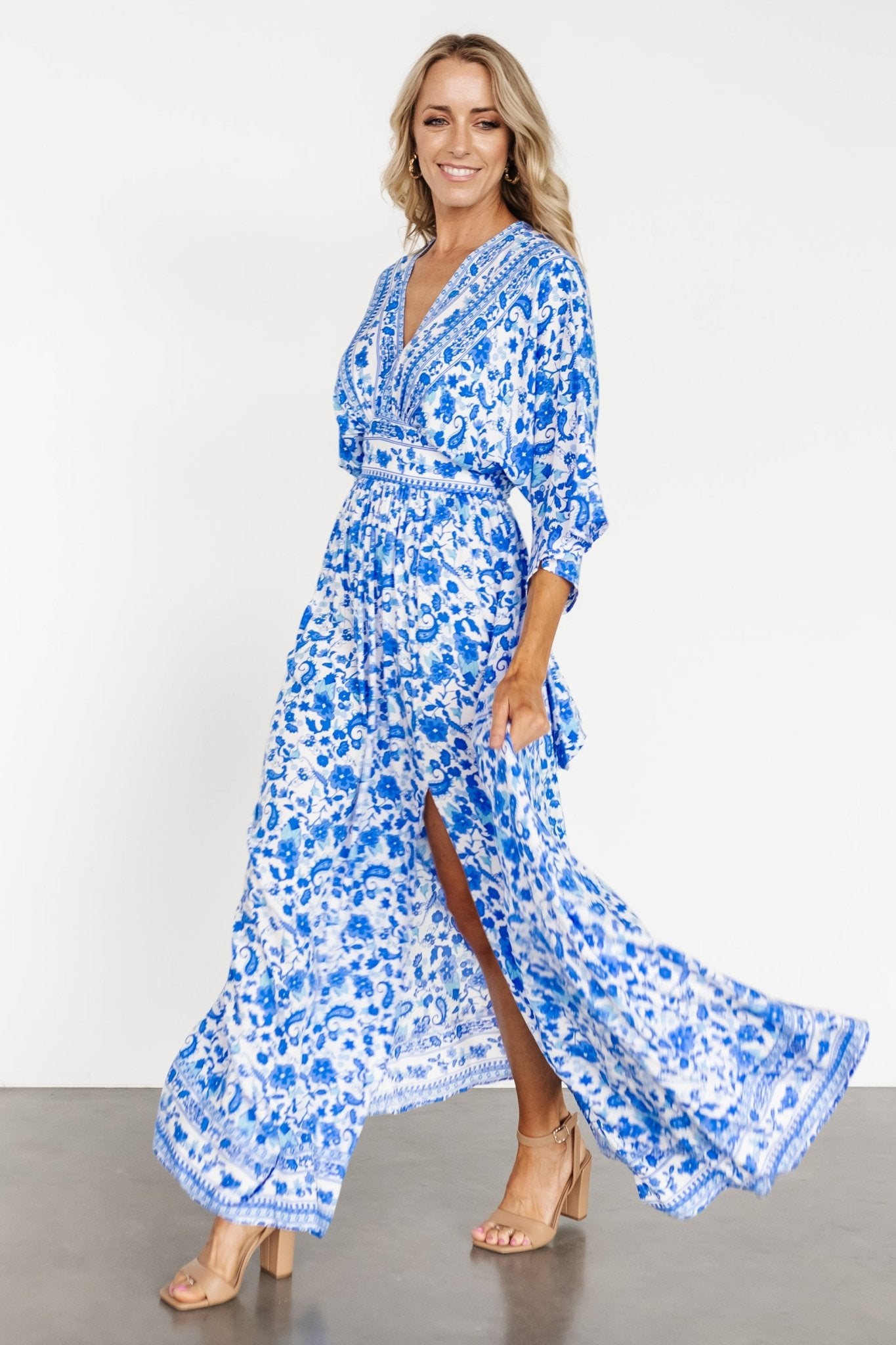 Watson Kimono Maxi Dress | Blue + White - Baltic Born