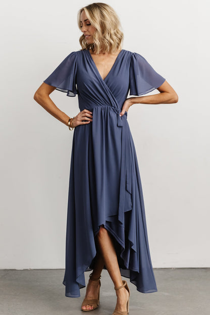 Waverly Wrap Dress | Slate Blue - Baltic Born