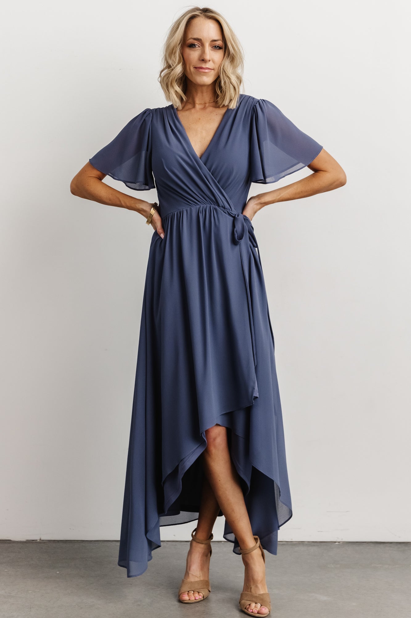 Waverly Wrap Dress | Slate Blue - Baltic Born