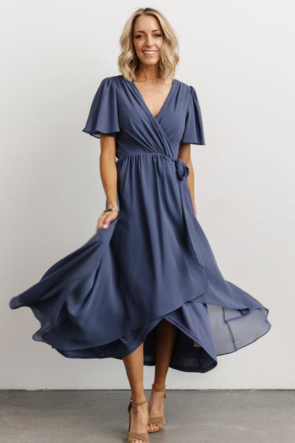 Waverly Wrap Dress | Slate Blue - Baltic Born