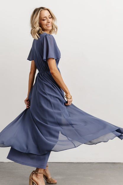 Waverly Wrap Dress | Slate Blue - Baltic Born