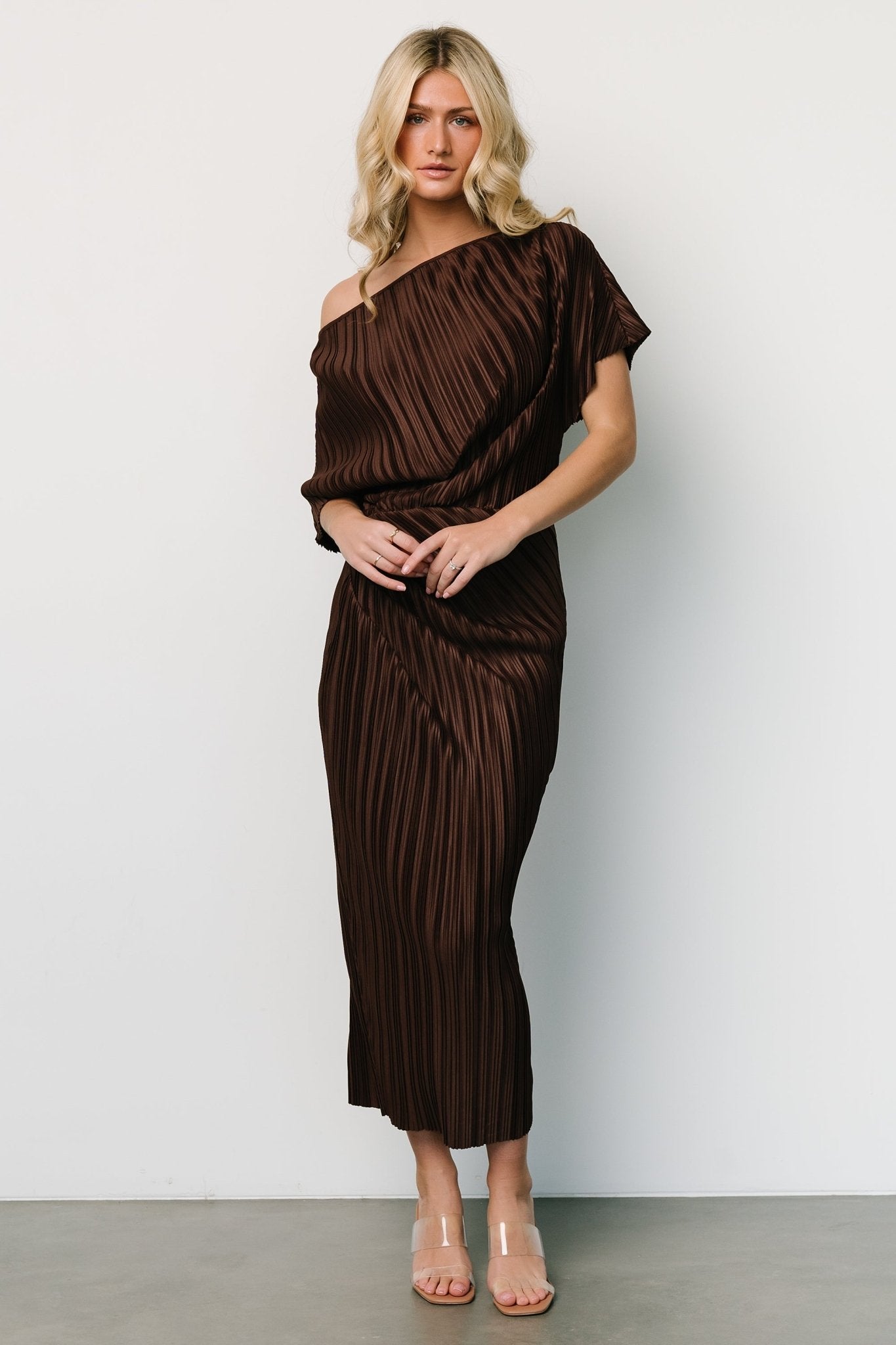 Winslow Pleated Midi Dress | Dark Brown - Baltic Born