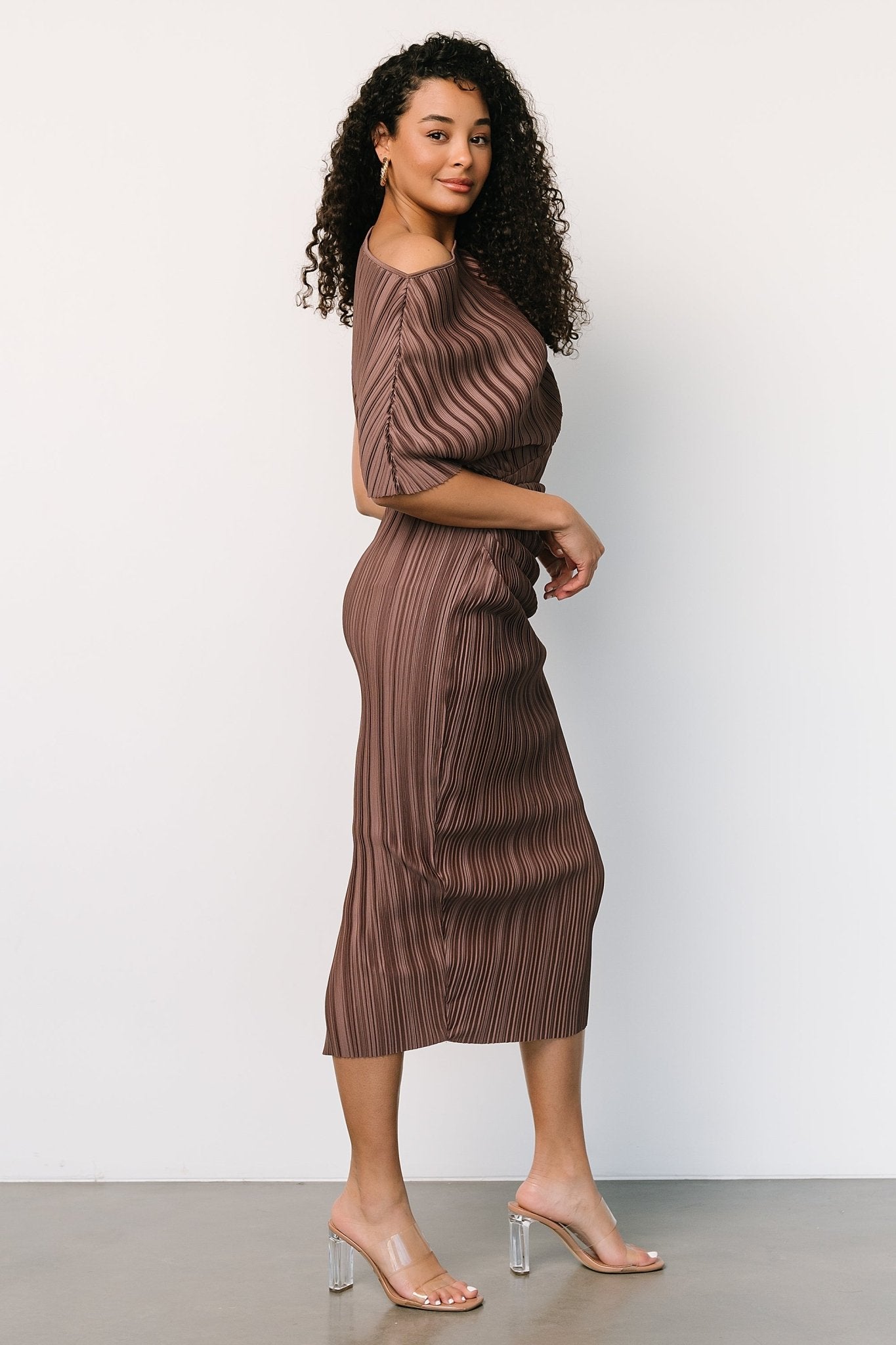 Winslow Pleated Midi Dress | Mink - Baltic Born