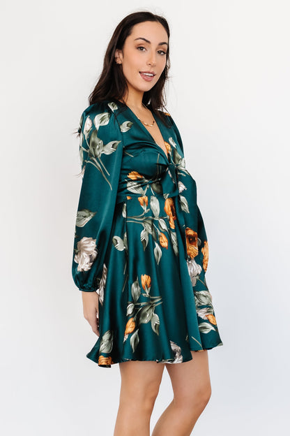 Woodbury Satin Mini Dress | Deep Topaz Floral - Baltic Born