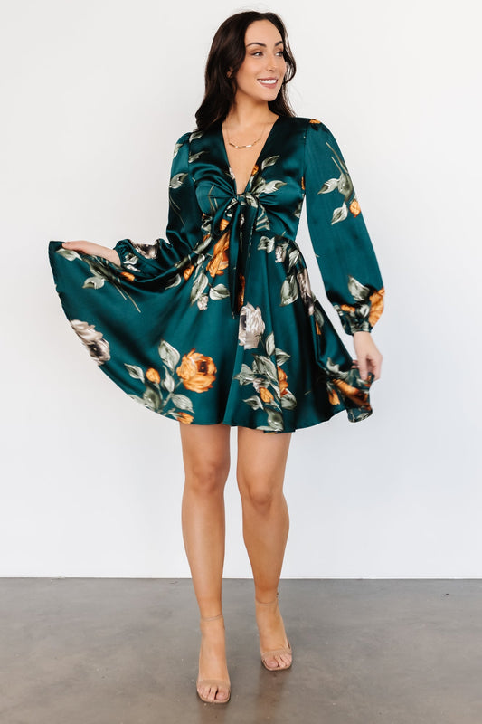 Woodbury Satin Mini Dress | Deep Topaz Floral - Baltic Born