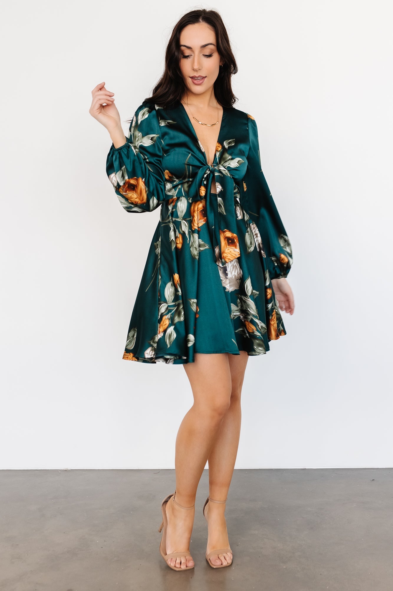 Woodbury Satin Mini Dress | Deep Topaz Floral - Baltic Born