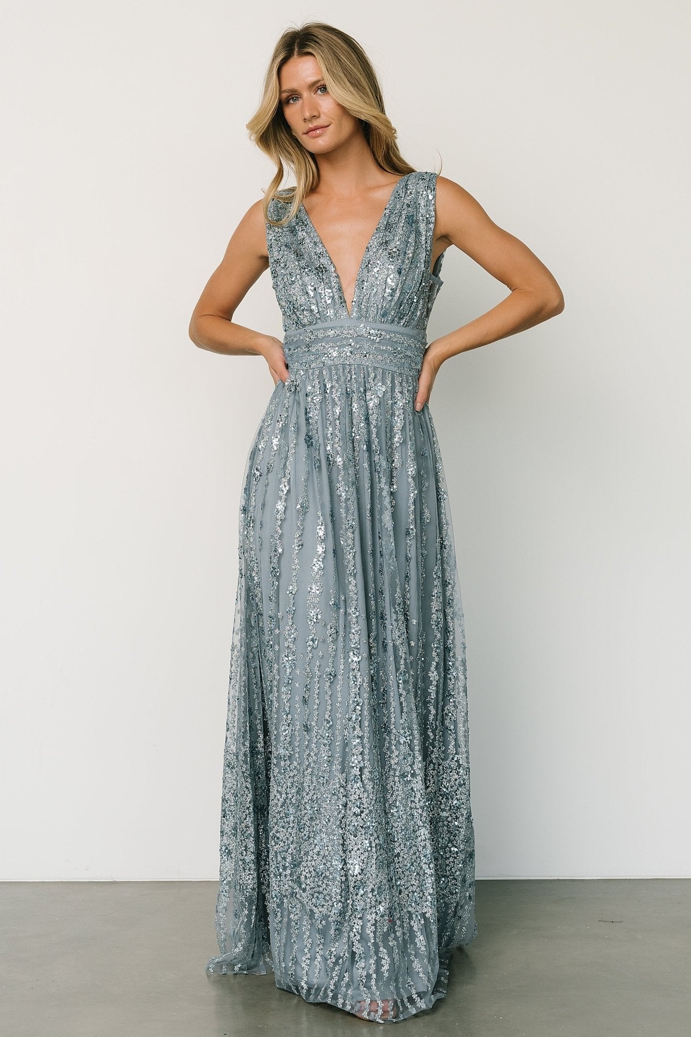 Yvette Sequin Gown | Slate Blue | Baltic Born