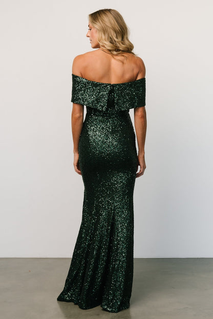 Yvonne Off Shoulder Sequin Gown | Green - Baltic Born