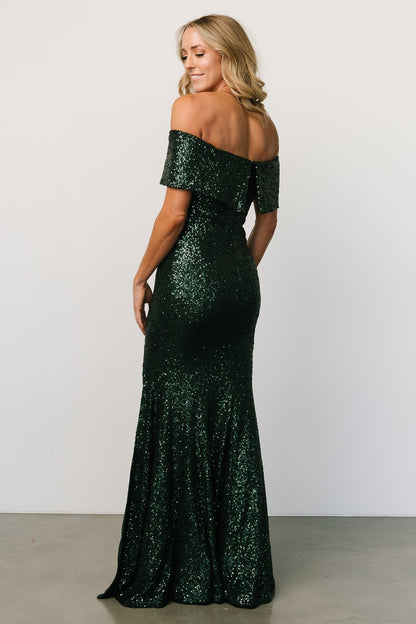 Yvonne Off Shoulder Sequin Gown | Green - Baltic Born