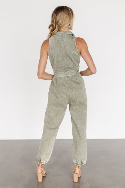 Zahara Sleeveless Jumpsuit | Washed Olive - Baltic Born