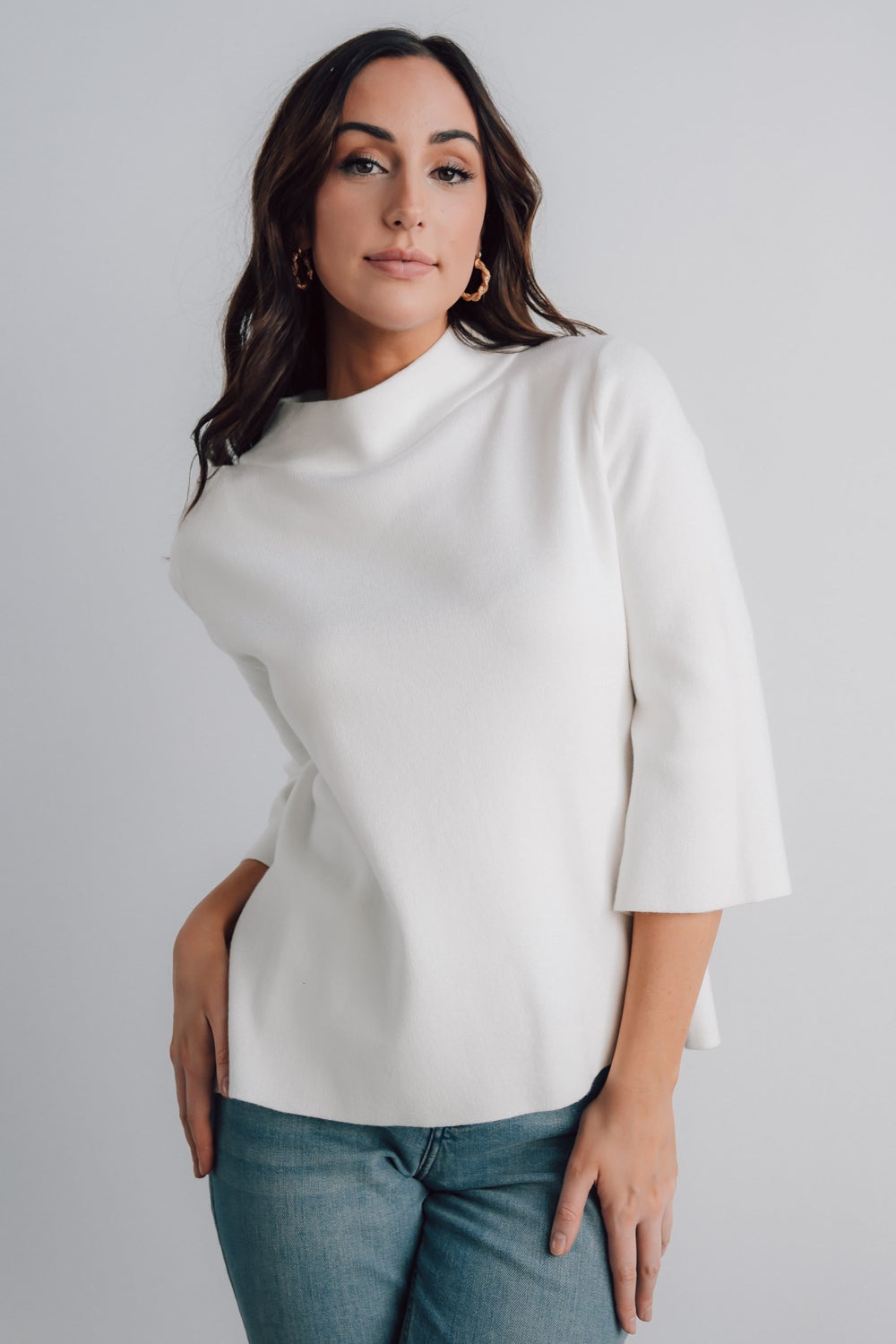 Zola Bell Sleeve Sweater | White - Baltic Born