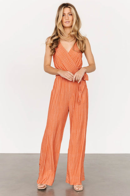 Zuri Tank Jumpsuit | Burnt Orange Stripe - Baltic Born